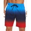 Tenue décontractée pour homme, chemise à manches courtes boutonnée et retroussable de couleur contrastée et short à poche intérieure avec cordon de serrage, tenue de plage - multicolor S | US 4