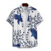 Chemise de vacances à motif cachemire Flying Bird pour homme, boutonnée, retroussée, manches courtes, décontractée - Bleu 5XL