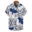Chemise de vacances à motif cachemire Flying Bird pour homme, boutonnée, retroussée, manches courtes, décontractée - Bleu 5XL