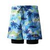 Tenue de vacances pour homme, motif cocotier, océan, chemise boutonnée à manches courtes et short à cordon de serrage double épaisseur, tenue de plage - Bleu S | US 4