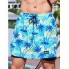 Tenue de vacances pour homme, motif cocotier, océan, chemise boutonnée à manches courtes et short à cordon de serrage double épaisseur, tenue de plage - Bleu S | US 4