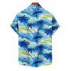 Tenue de vacances pour homme, motif cocotier, océan, chemise boutonnée à manches courtes et short à cordon de serrage double épaisseur, tenue de plage - Bleu S | US 4