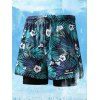 Vacation Men's Outfit Floral Tropical Leaf Pattern Button Up Roll Up Short Sleeve Shirt and Double-layered Drawstrings Shorts Beach Outfit - DEEP BLUE S | US 4