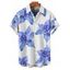 Chemise de vacances à motif floral Lily pour homme, boutonnée, retroussée, manches courtes, décontractée - Bleu Ciel 5XL