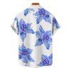 Chemise de vacances à motif floral Lily pour homme, boutonnée, retroussée, manches courtes, décontractée - Bleu Ciel 5XL