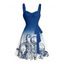 Robe de plage courte à col en cœur et ceinture froncée à motif pieuvre ombré - Bleu XXXXXL | US 20