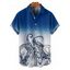 Chemise de vacances à motif poulpe ombré pour homme, boutonnée, retroussée, manches courtes, pour la plage - Vert profond XL