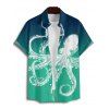 Vacation Couple Outfit Octopus Pattern Marine Life Print Spaghetti Strap Tank Dress and Button Up Shirt Beach Matching Outfit - Vert S | US 4