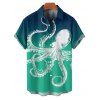 Vacation Couple Outfit Octopus Pattern Marine Life Print Spaghetti Strap Tank Dress and Button Up Shirt Beach Matching Outfit - Vert S | US 4