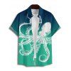 Chemise de vacances à imprimé pieuvre pour homme, décontractée, boutonnée, à manches courtes et à revers - Vert XL