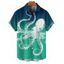 Chemise de vacances à imprimé pieuvre pour homme, décontractée, boutonnée, à manches courtes et à revers - Bleu de Minuit 5XL