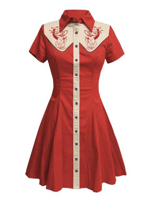 Robe de vacances à motif chat avec chapeau, 100 % coton, col rabattu, manches courtes, coupe trapèze