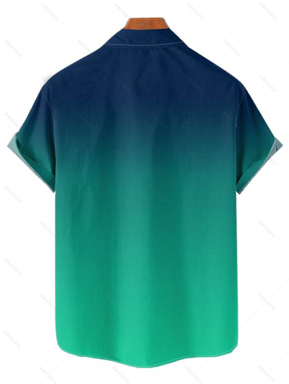 Chemise à manches retroussables et imprimé poulpe pour homme, chemise décontractée boutonnée à manches courtes - Vert profond 5XL