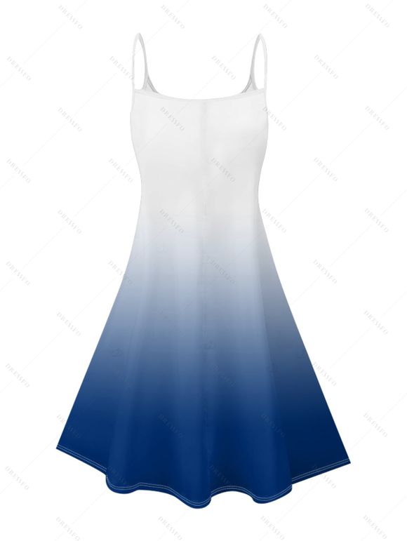 Octopus Print V Neck High Waist Spaghetti Strap Dress and Roll Up Sleeve Shirt Hawaii Outfit - Bleu clair S | US 4