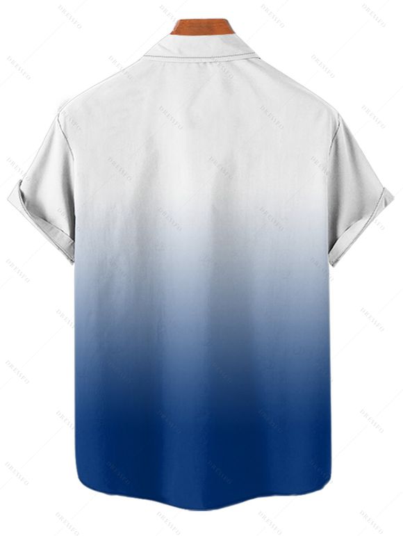 Octopus Print V Neck High Waist Spaghetti Strap Dress and Roll Up Sleeve Shirt Hawaii Outfit - Bleu clair S | US 4