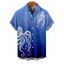 Chemise de vacances à motif pieuvre pour homme, boutonnée, retroussée, manches courtes, pour la plage - Vert profond M