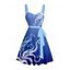 Robe de plage courte à volants et col en cœur, motif pieuvre, ceinture et buste froncé - Vert profond XXXXXL | US 20