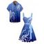 Vacation Couple Outfit Octopus Pattern Ruched Bust Belt Sweetheart Neck A Line Mini Dress and Button Up Shirt Beach Matching Outfit - Bleu profond S | US 4