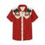 Chemise de vacances pour homme, motif chat avec chapeau, couleur contrastée, 100 % coton, col rabattu, boutonnée, décontractée - Rouge 5XL