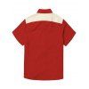 Chemise de vacances pour homme, motif chat avec chapeau, couleur contrastée, 100 % coton, col rabattu, boutonnée, décontractée - Rouge 5XL