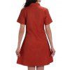 Vacation Couple Outfit Cat with Hat Pattern Contrast Color 100% Cotton Turn Down Collar Dress and Button Up Shirt Casual Matching Outfit - Rouge S | US 4
