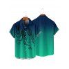 Octopus Print V Neck High Waist Spaghetti Strap Dress and Roll Up Sleeve Shirt Hawaii Outfit - Vert profond S | US 4