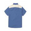 Chemise de vacances à motif pieuvre pour homme, couleur contrastée, boutonnée, col rabattu, décontractée - Bleu gris M