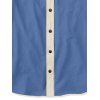 Chemise de vacances à motif pieuvre pour homme, couleur contrastée, boutonnée, col rabattu, décontractée - Bleu gris M