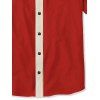 Chemise homme à motif chat avec chapeau, couleur contrastée, 100 % coton, col rabattu, boutonnée, décontractée - Rouge 5XL