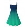 Robe d'été à bretelles spaghetti, taille haute, col en V, imprimé poulpe, sans manches, coupe trapèze - Vert profond S | US 4