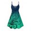 Robe d'été à bretelles spaghetti, taille haute, col en V, imprimé poulpe, sans manches, coupe trapèze - Bleu clair XXXXXL | US 20