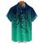 Chemise à manches retroussables et imprimé poulpe pour homme, chemise décontractée boutonnée à manches courtes - Bleu clair 5XL
