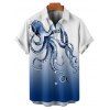 Octopus Print V Neck High Waist Spaghetti Strap Dress and Roll Up Sleeve Shirt Hawaii Outfit - Bleu clair S | US 4