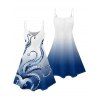 Octopus Print V Neck High Waist Spaghetti Strap Dress and Roll Up Sleeve Shirt Hawaii Outfit - Bleu clair S | US 4