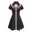 Robe gothique à col rabattu et manches courtes, style squelette avec chapeau de cowboy, couleur contrastée, 100 % coton, coupe trapèze - Noir XXXXXL | US 20