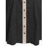 Robe gothique à col rabattu et manches courtes, style squelette avec chapeau de cowboy, couleur contrastée, 100 % coton, coupe trapèze - Noir XXXXXL | US 20