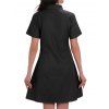 Robe gothique à col rabattu et manches courtes, style squelette avec chapeau de cowboy, couleur contrastée, 100 % coton, coupe trapèze - Noir XXXXXL | US 20