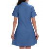 Robe de vacances à motif pieuvre, couleur contrastée, col rabattu, manches courtes, robe de plage trapèze - Bleu gris XXXXXL | US 20