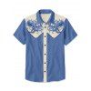 Vacation Couple Outfit Octopus Pattern Contrast Color Turn Down Collar Dress and Button Up Shirt Beach Matching Outfit - Bleu gris S | US 4