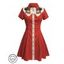 Robe de vacances à motif chat avec chapeau, couleur contrastée, 100 % coton, col rabattu, manches courtes, coupe trapèze - Rouge S | US 4