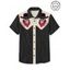 Chemise gothique à col rabattu et boutons pour homme, motif squelette avec chapeau de cowboy, couleur contrastée, 100 % coton, idéale pour les vacances - Noir M