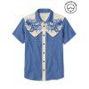 Chemise de vacances à motif pieuvre pour homme, couleur contrastée, boutonnée, col rabattu, décontractée - Bleu gris M