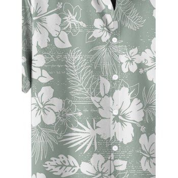 Hawaii Floral Print Vacation Shirt Button Up Short Sleeve Shirt