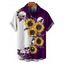 Chemise gothique à manches courtes et boutons pour homme, motif tête de mort et tournesol, couleur contrastée, style vacances - Noir M
