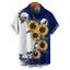 Chemise gothique à manches courtes et boutons pour homme, motif tête de mort et tournesol, couleur contrastée, style vacances - Noir M