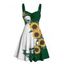Robe gothique à col en cœur et mini robe trapèze à motif de tournesols et de crânes, couleur contrastée, avec ceinture et buste froncé - Rouge foncé XXXXXL | US 20