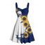 Robe gothique à col en cœur et mini robe trapèze à motif de tournesols et de crânes, couleur contrastée, avec ceinture et buste froncé - Rouge foncé XXXXXL | US 20