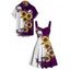 Gothic Couple Outfit Contrast Color Sunflower Skulls Pattern Ruched Bust Belt Sweetheart Neck A Line Mini Dress and Button Up Shirt Holiday Matching Outfit - Noir S | US 4