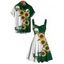 Gothic Couple Outfit Contrast Color Sunflower Skulls Pattern Ruched Bust Belt Sweetheart Neck A Line Mini Dress and Button Up Shirt Holiday Matching Outfit - Noir S | US 4