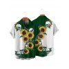 Gothic Couple Outfit Contrast Color Sunflower Skulls Pattern Ruched Bust Belt Sweetheart Neck A Line Mini Dress and Button Up Shirt Holiday Matching Outfit - Vert profond S | US 4